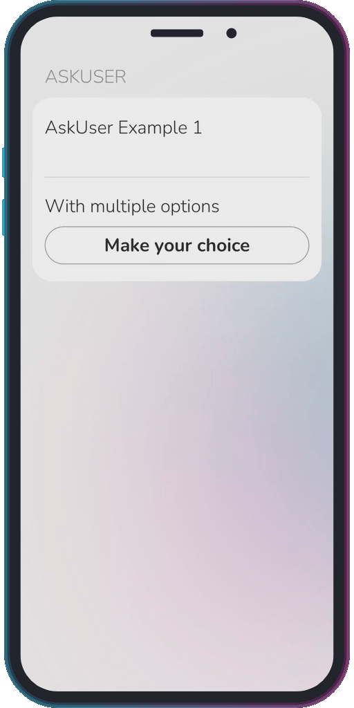 The app showing the results of the sample code from Example 1.