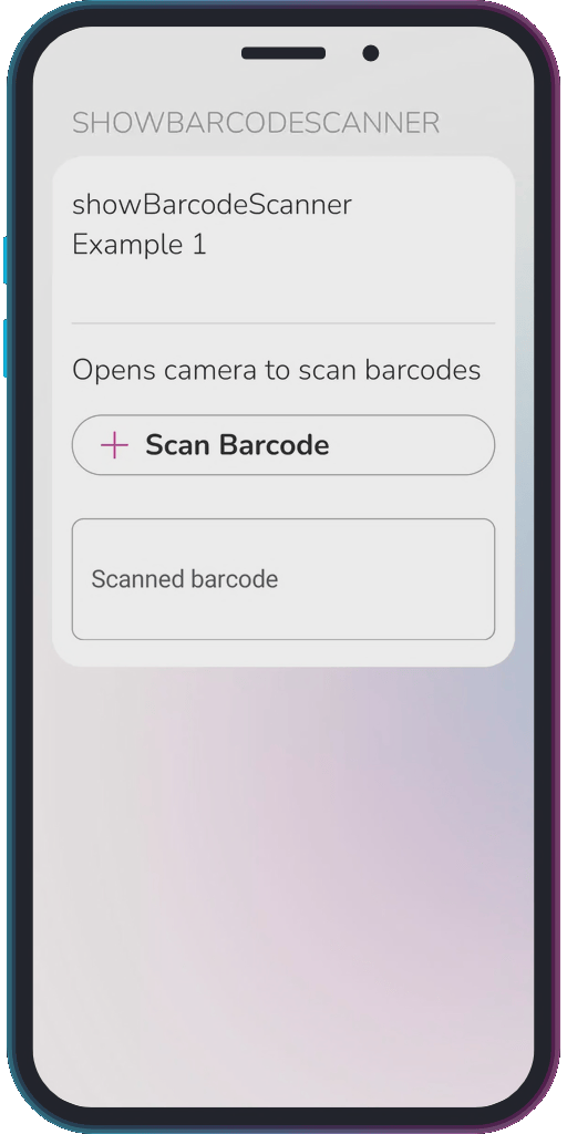 The app showing the results of the sample code from Example 1.