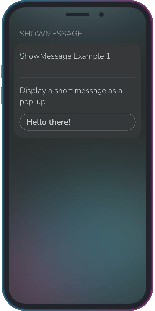 The app showing the results of the sample code from Example 1.