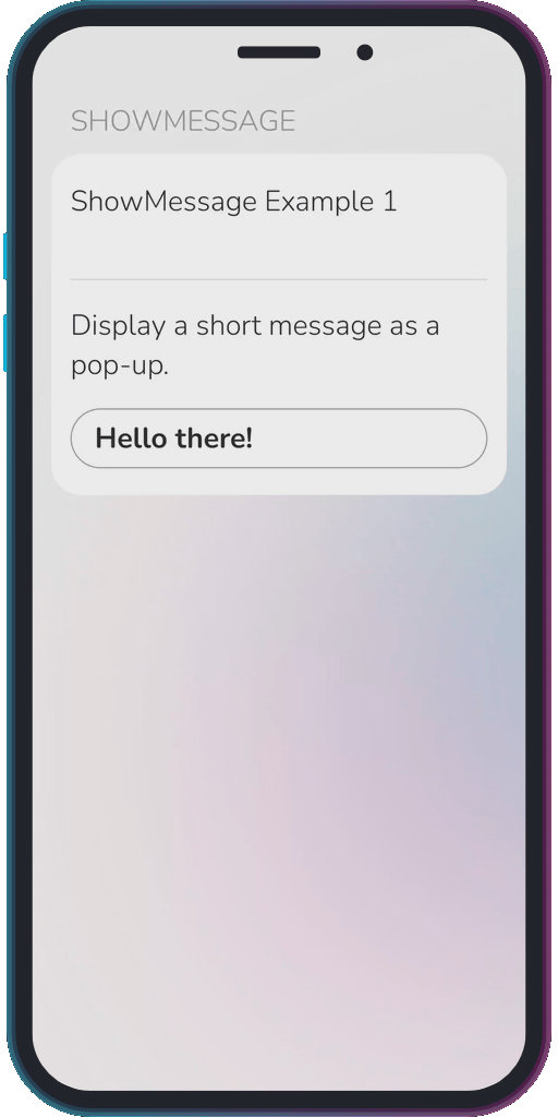 The app showing the results of the sample code from Example 1.
