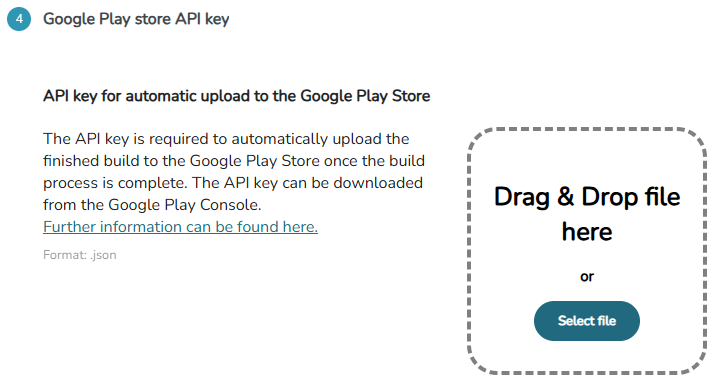 Screenshot of the upload of the Google API key in mos.portal