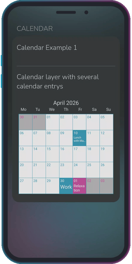 The app showing the results of the sample code from Example 1.