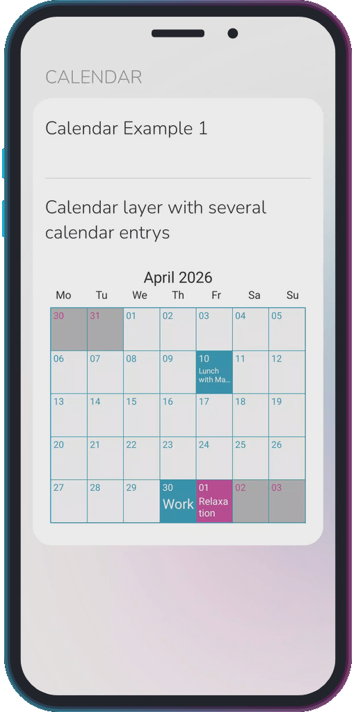 The app showing the results of the sample code from Example 1.