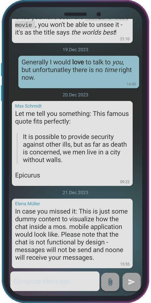 Screenshot of the app showing the results of the sample code from Example 1.