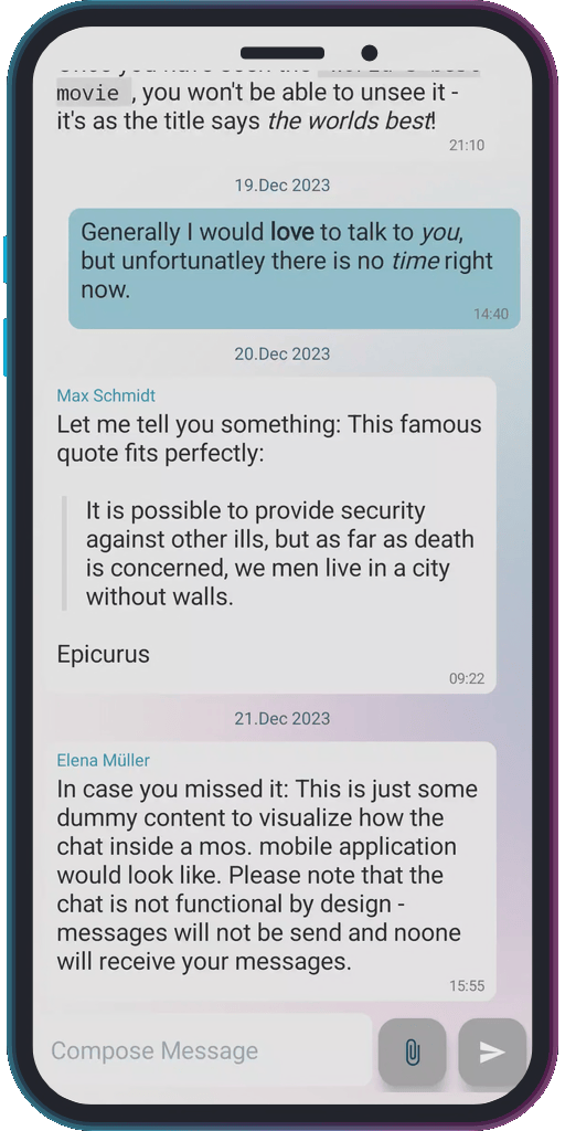 The app showing the results of the sample code from Example 1.
