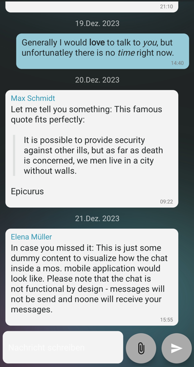Screenshot of the app showing the results of the sample code from Example 1.