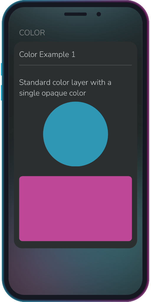 Screenshot of the app showing the results of the sample code from Example 1.