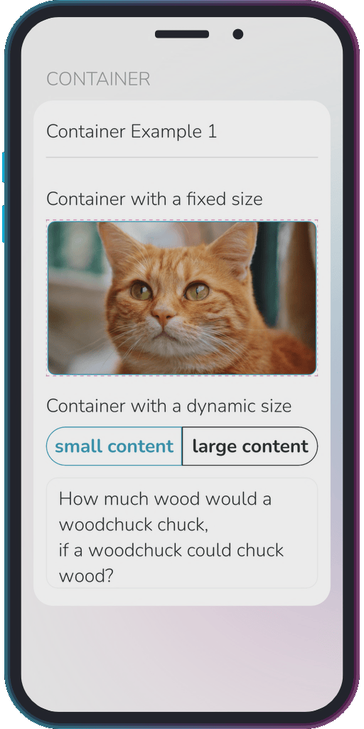 The app showing the results of the sample code from Example 1.