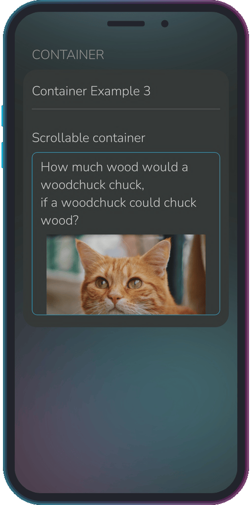 Screenshot of the app showing the results of the sample code from Example 3.