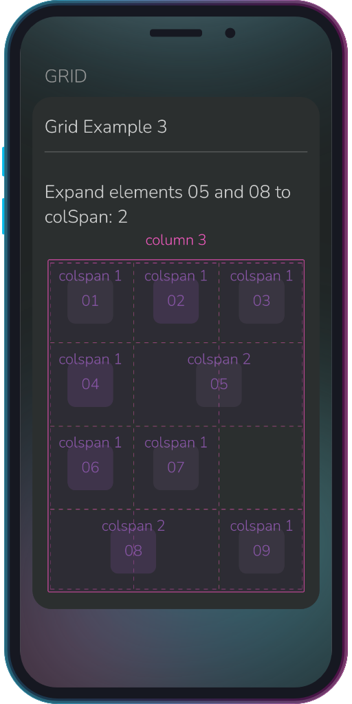 Screenshot of the app showing the results of the sample code from Example 3.