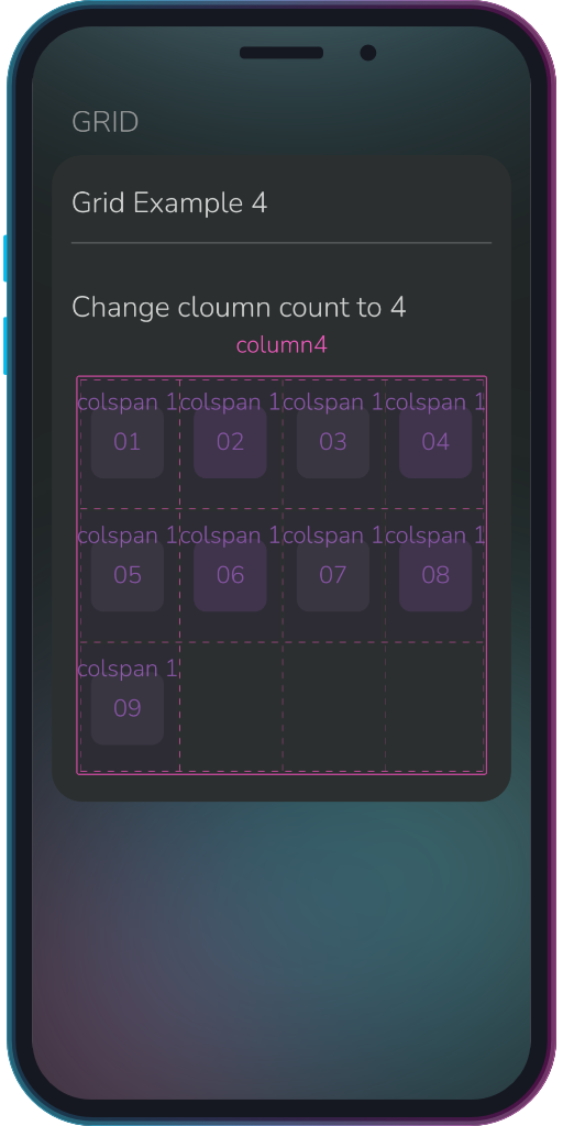 Screenshot of the app showing the results of the sample code from Example 4.