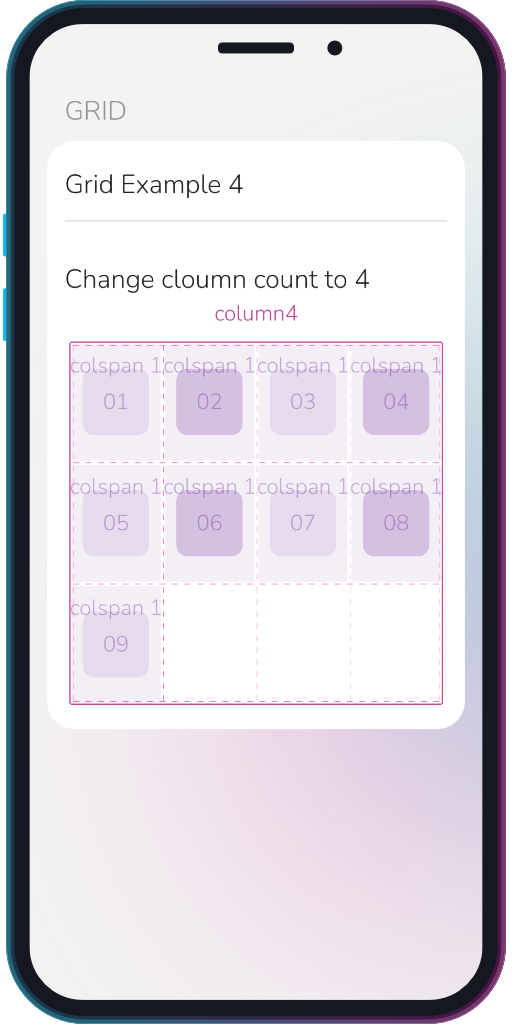 The app showing the results of the sample code from Example 4.