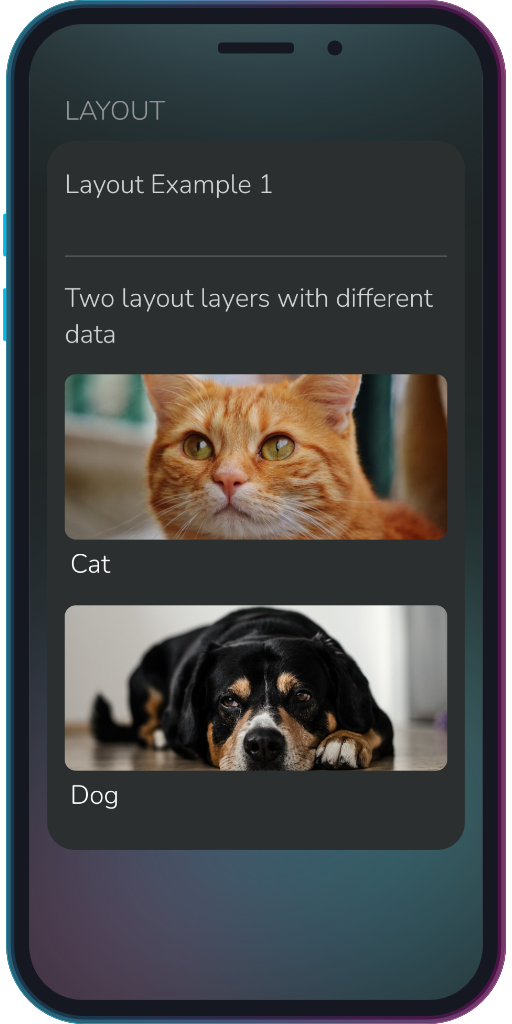 Screenshot of the app showing the results of the sample code from Example 1.