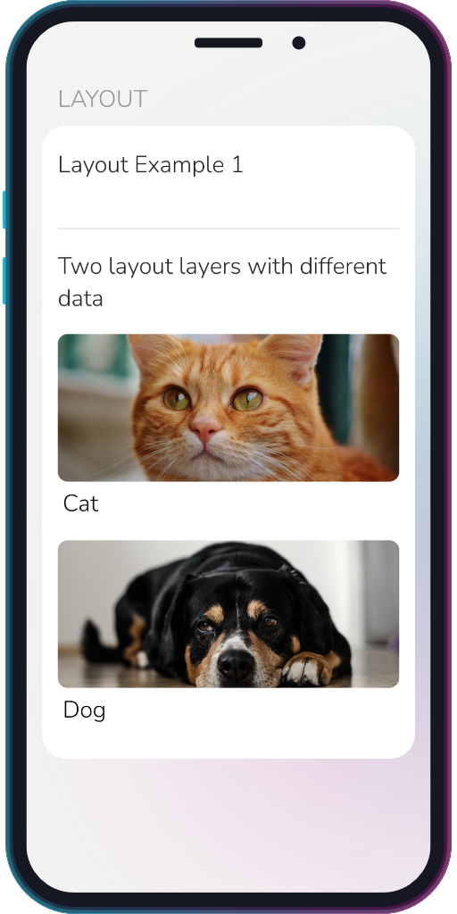 The app showing the results of the sample code from Example 1.