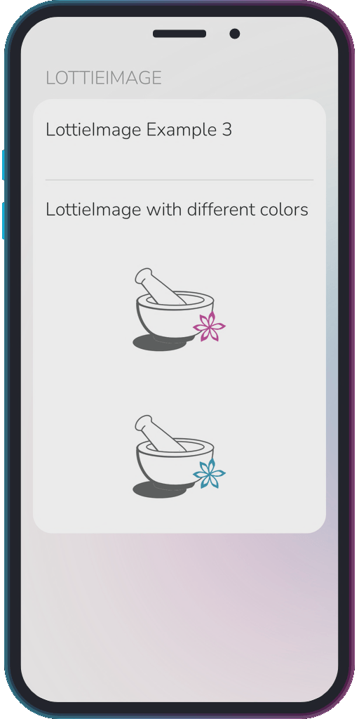 The app showing the results of the sample code from Example 3.
