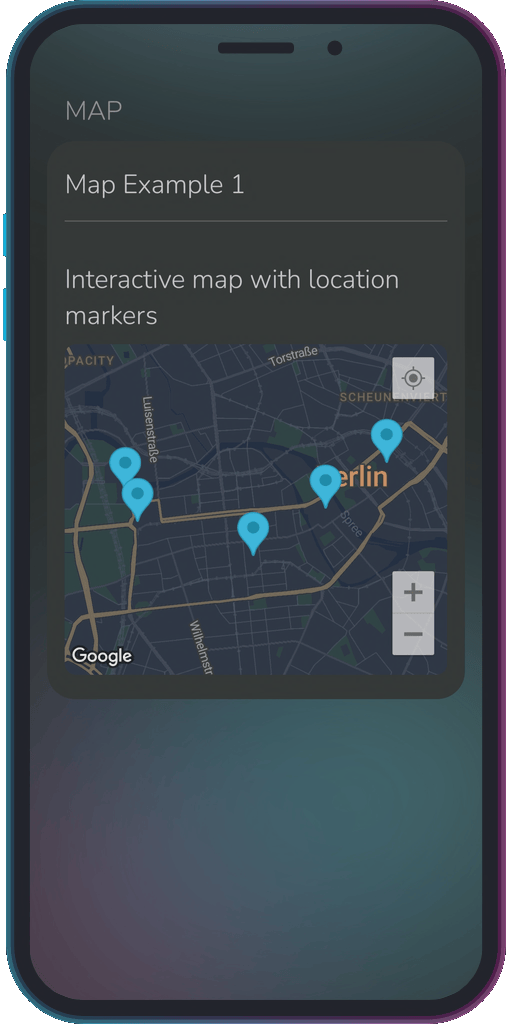 Screencapture of the app showing the results of the sample code from Example 1.