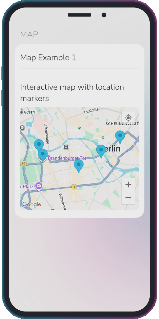 Screencapture of the app showing the results of the sample code from Example 1.