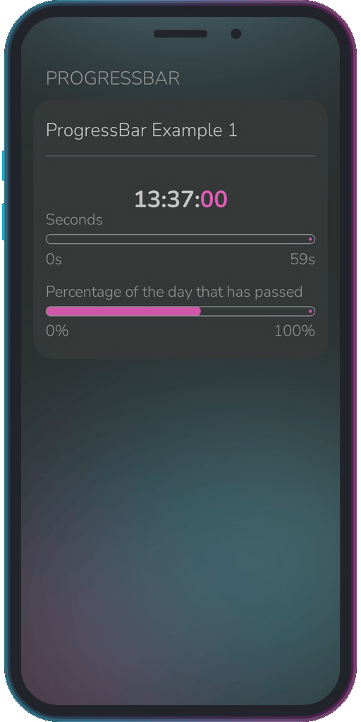 Screencapture of the app showing the results of the sample code from Example 1.