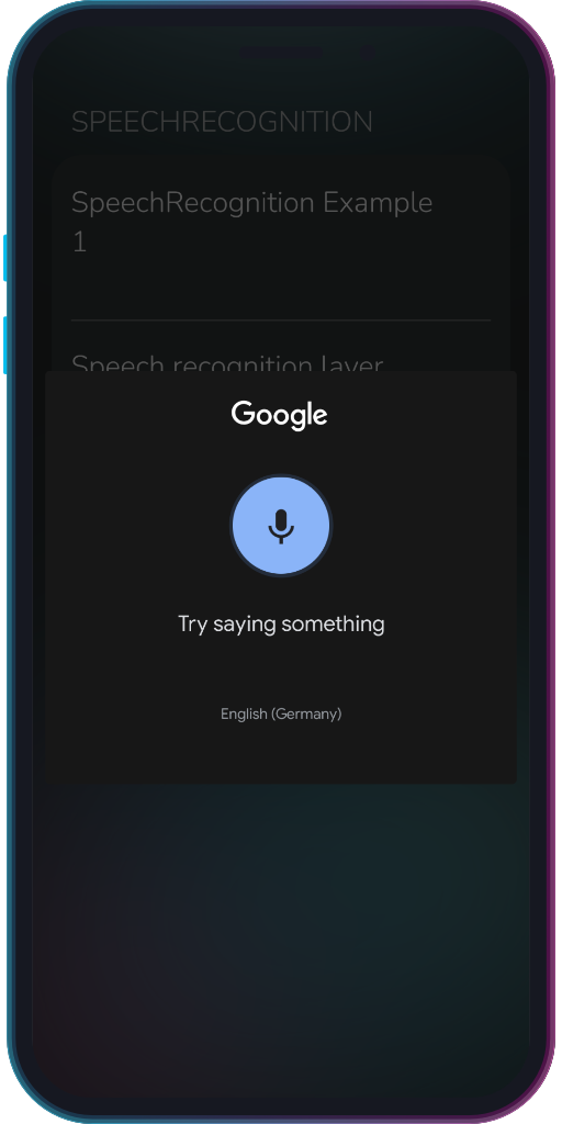 Screenshot of the app showing the results of the sample code from Example 1.