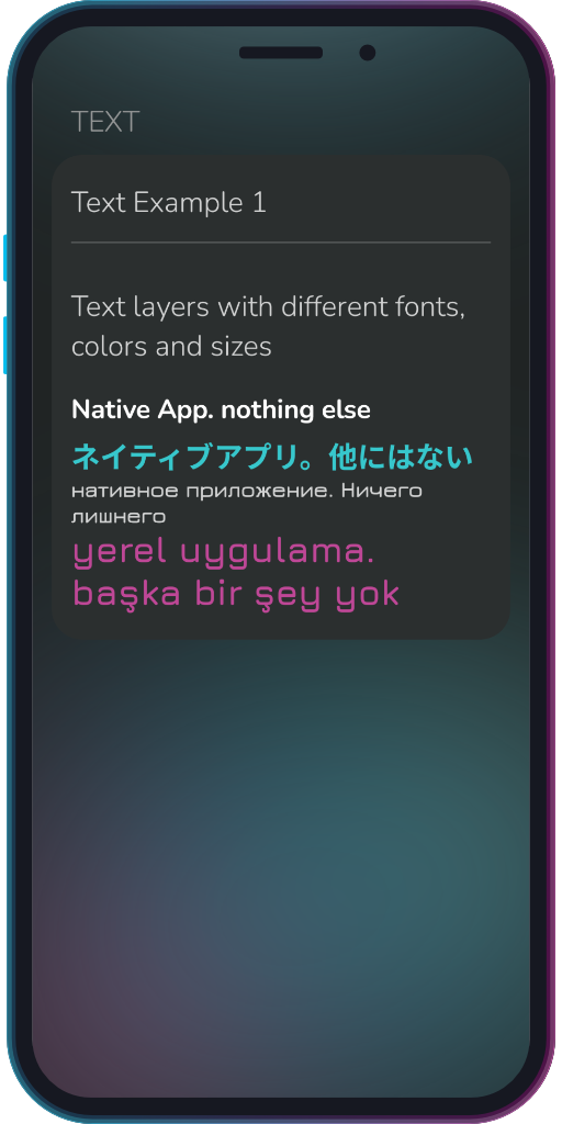 Screenshot of the app showing the results of the sample code from Example 1.