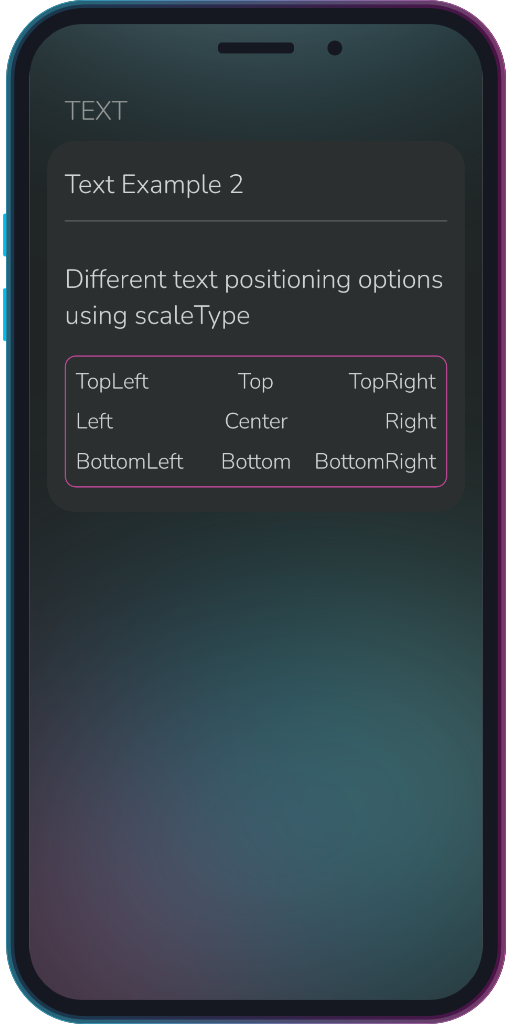 Screenshot of the app showing the results of the sample code from Example 2.