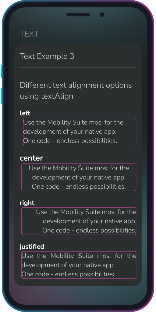 Screenshot of the app showing the results of the sample code from Example 3.