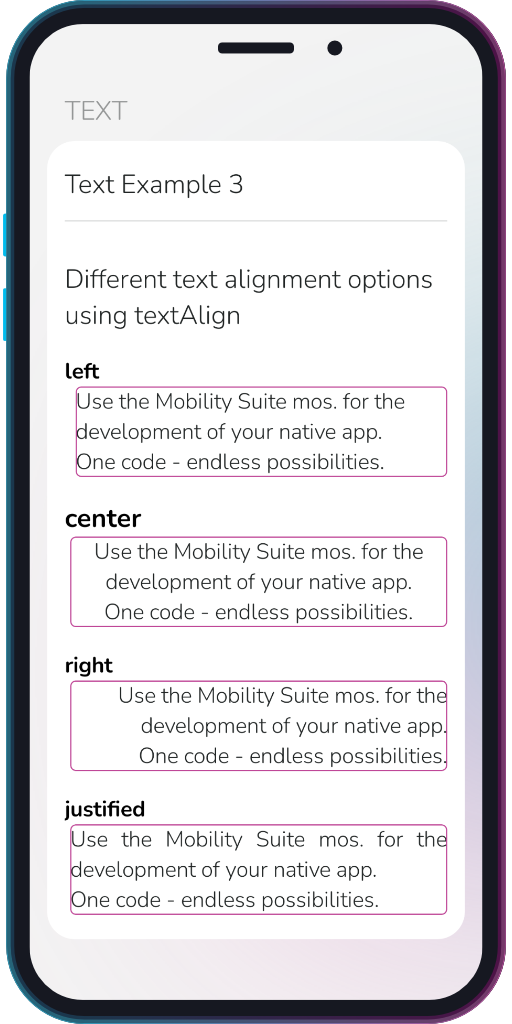 The app showing the results of the sample code from Example 3.
