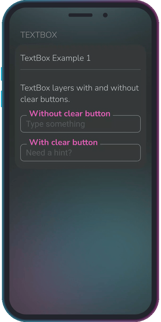 The app showing the results of the sample code from Example 1.