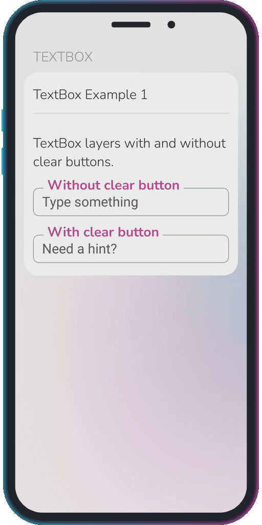 The app showing the results of the sample code from Example 1.