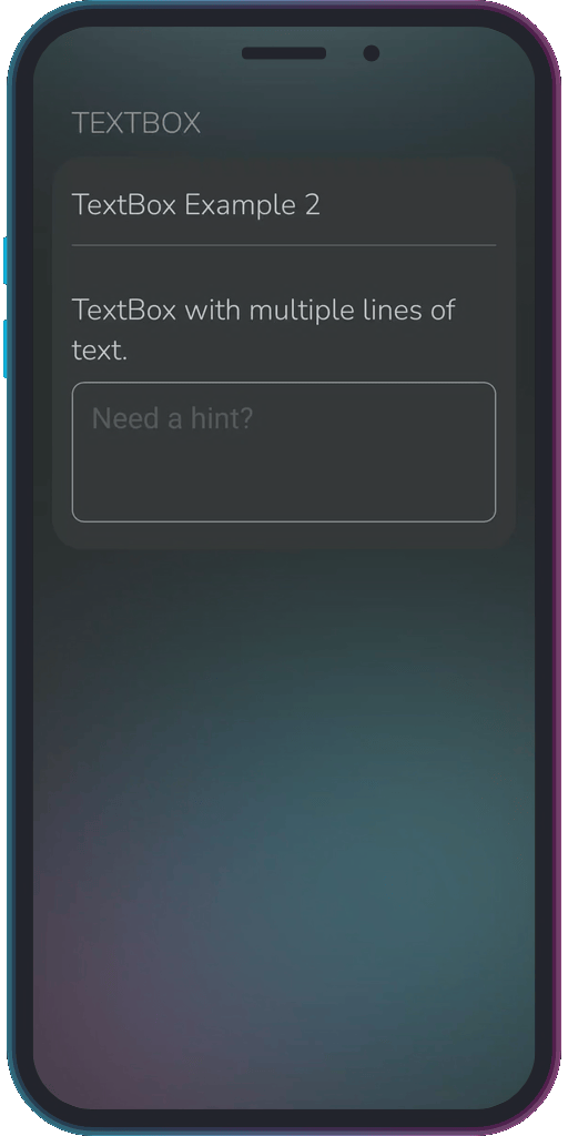 The app showing the results of the sample code from Example 2.