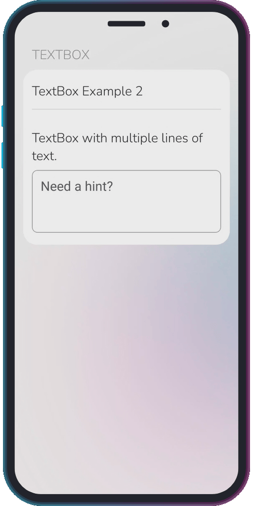 The app showing the results of the sample code from Example 2.